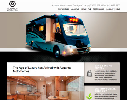 Aquarius Motorhomes - Batemans Bay Logo design and web site design